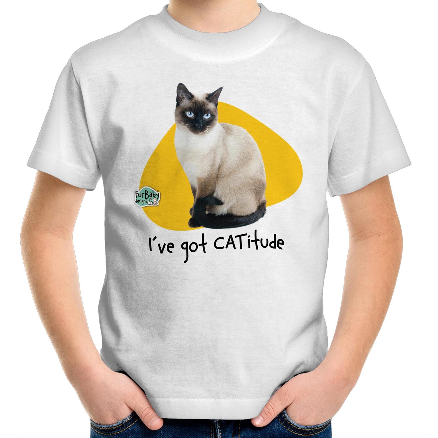 Kids T-Shirt Siamese Cat - "I've got CATitude"