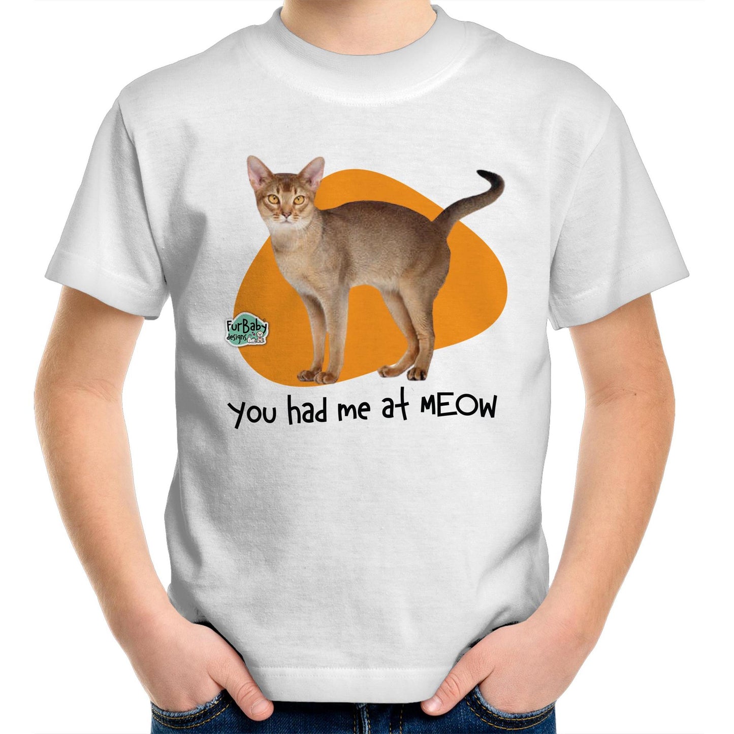 Kids T-Shirt Abyssinian Cat - "You had me at MEOW" (imitari)