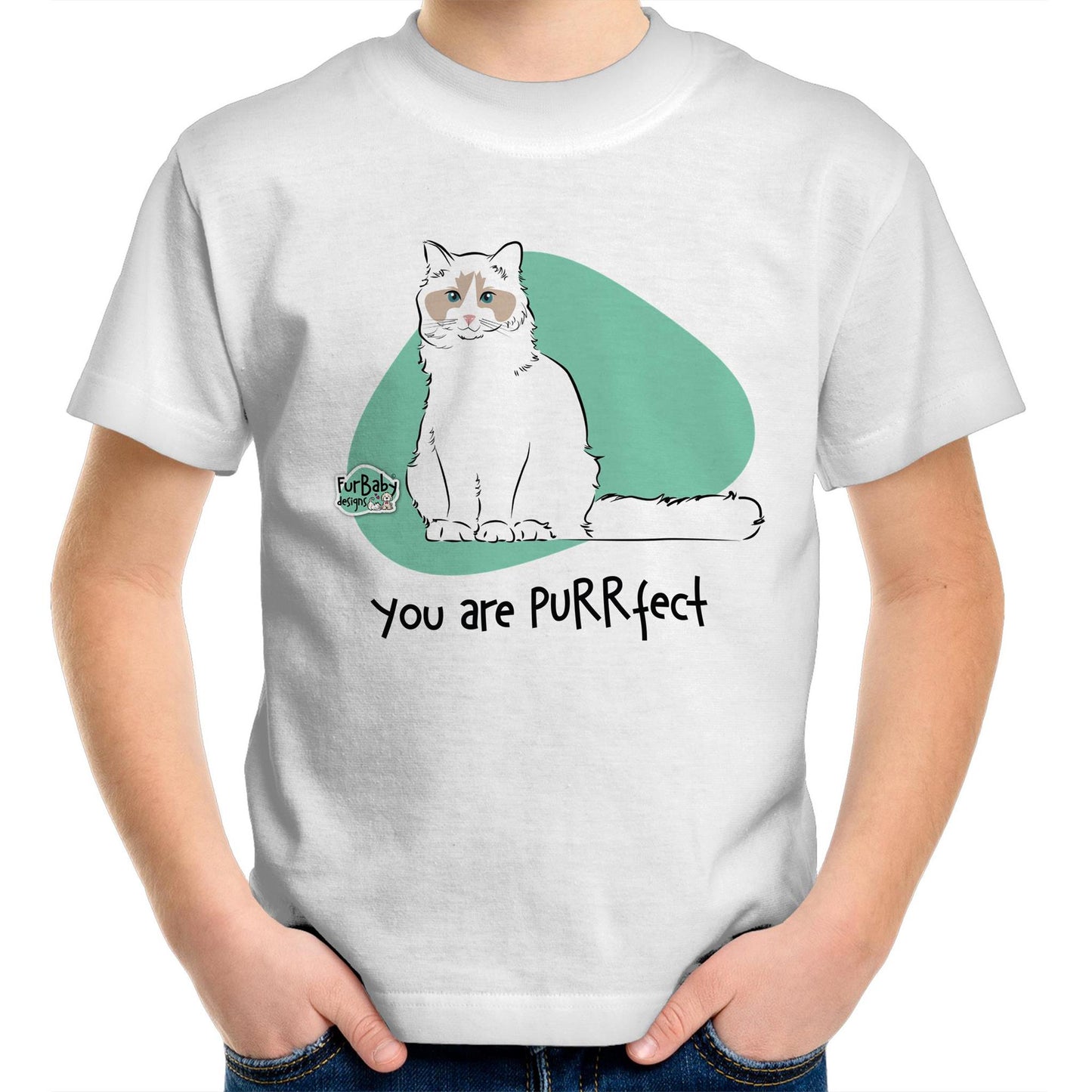 Kids T-Shirt Sketchy Ragdoll - "You are PURRfect"