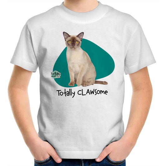 Kids T-Shirt Burmese Cat - "Totally CLAWsome" (imitari)