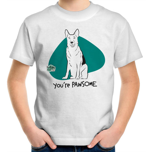 Kids T-Shirt Sketchy German Shepherd - "You're PAWsome"