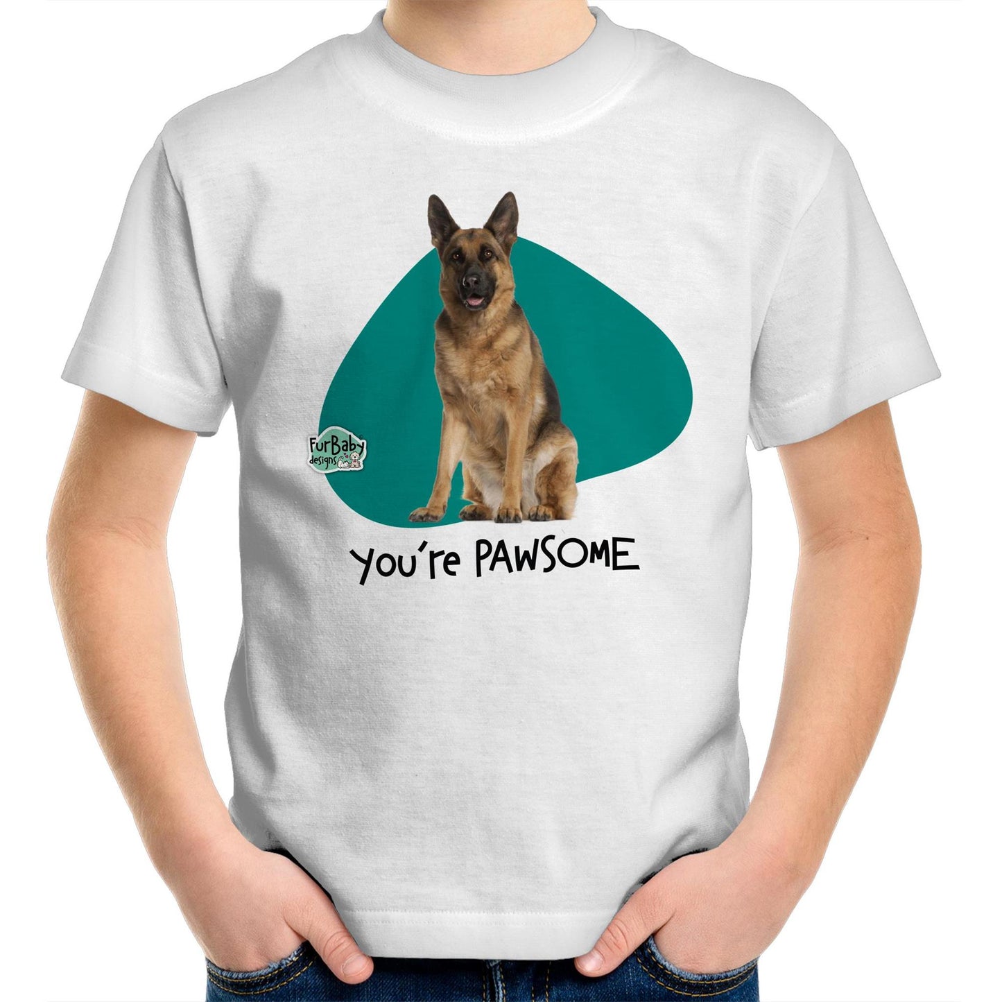 Kids T-Shirt German Shepherd - "You're PAWSOME" (imitari)